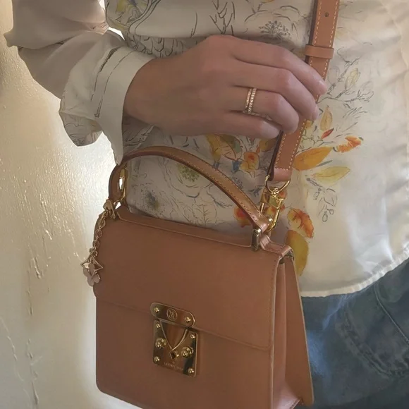 Louis Vuitton Spring Street Bag Peach Painted Vernis Vachetta Crossbody Bag Gold - Picture 14 of 16